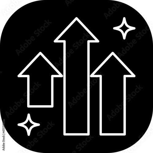 Growth business and finance icon with black filled outline style. strategy, career, opportunity, hand, growing, digital, technology. Vector Illustration