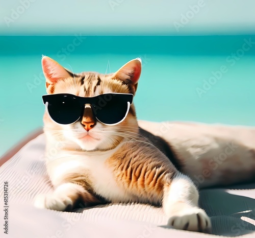 Beach Cat Cool. generate by ai .