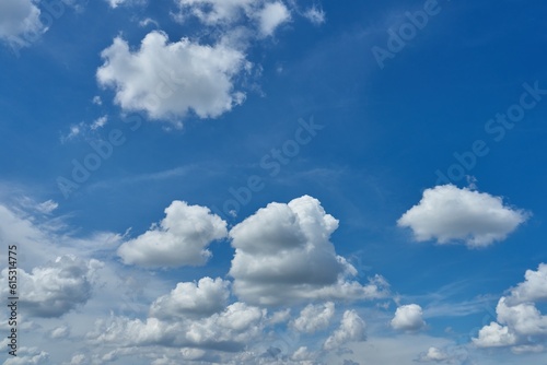 The white fluffy cloud and blue sky