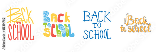 Back to school labels, greeting cards set. Vector quote, Back to school. Vector illustration.