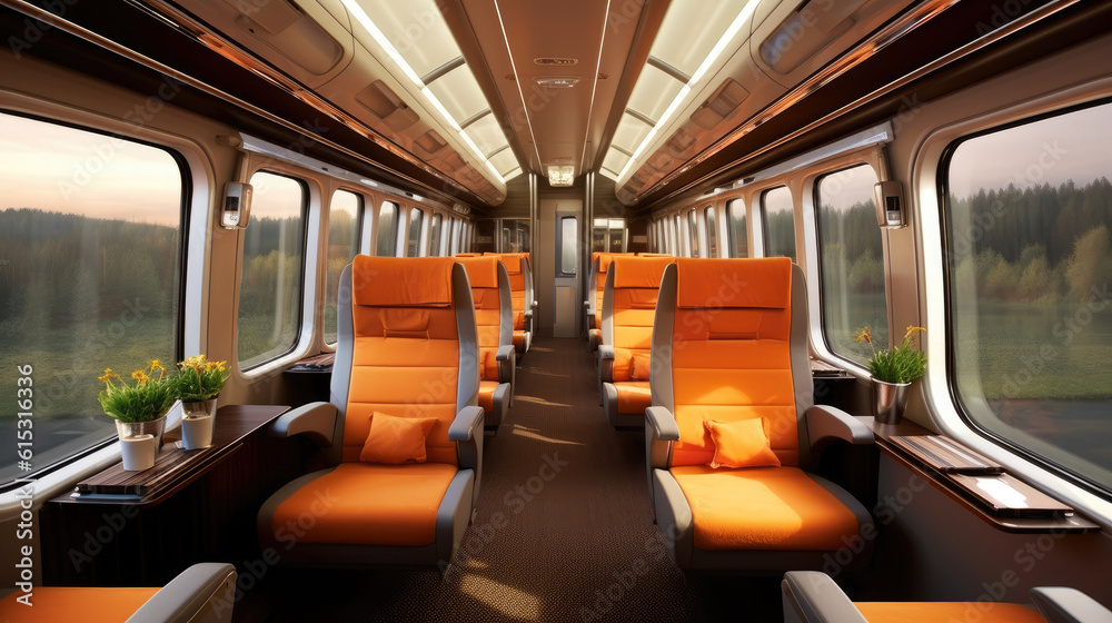 Interior of luxurious train. Generative Ai
