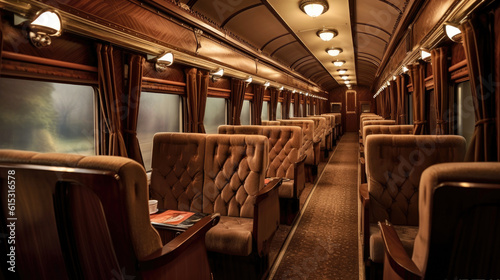 Interior of luxurious train. Generative Ai © piai