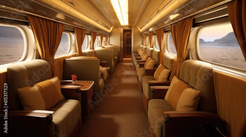 Interior of luxurious train. Generative Ai © piai