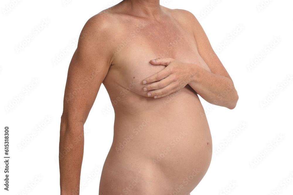 Fototapeta premium pregnant woman on white background