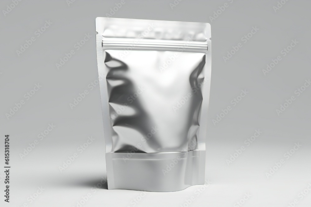 White ziplock doypack mockup on white background Generative AI White ziplock doypack mockup on white background Generative AI
