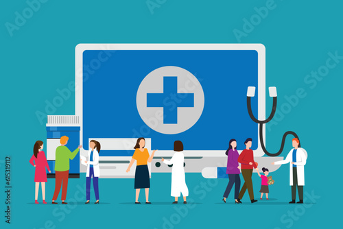 Distant Online Medicine, Smart Medical Technologies 2d vector illustration concept for banner, website, illustration, landing page, flyer, etc.