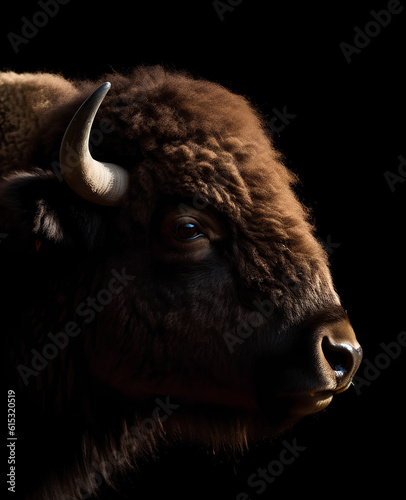 Bison profile portrait - Generative AI