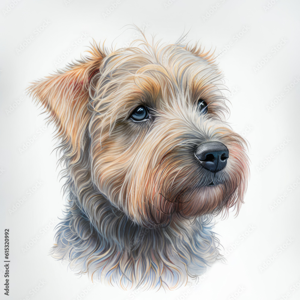 Dog irish cute portrait. Dog irish terrier cute breed in sketch hand drawn for animal graphic. Generative AI.