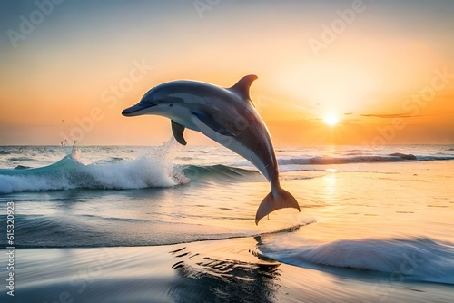 dolphin jumping in water. generate ai © PZ Studio