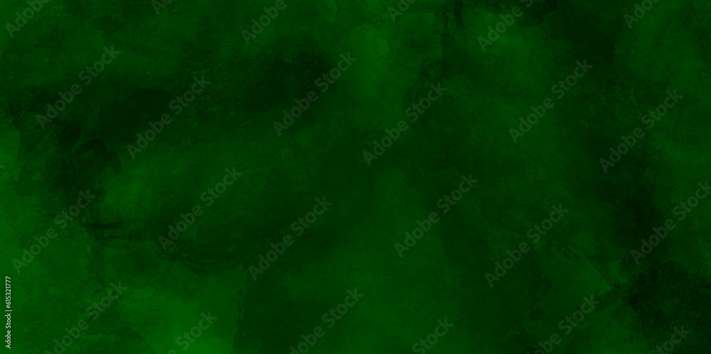 Trendy green watercolor grunge cement wall. Vector design. Dark green grunge background.