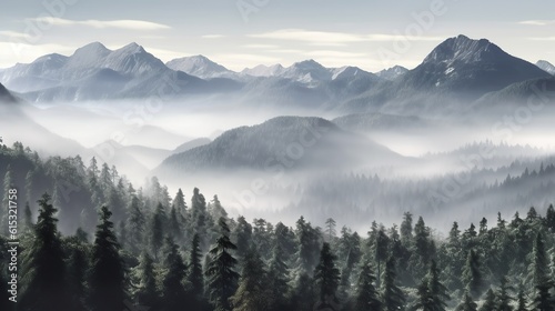 morning fog and mountains generative ai © muhammad