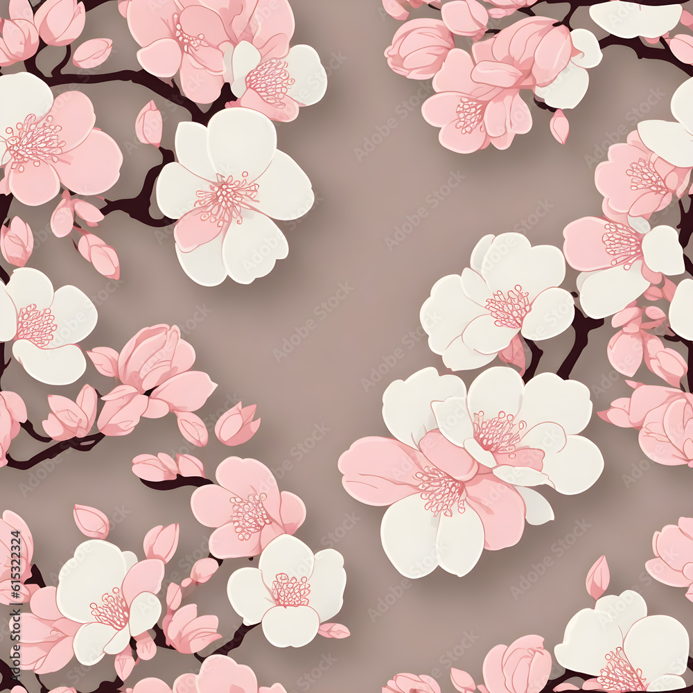 Flower background with cherry blossoms in Japanese Style generat