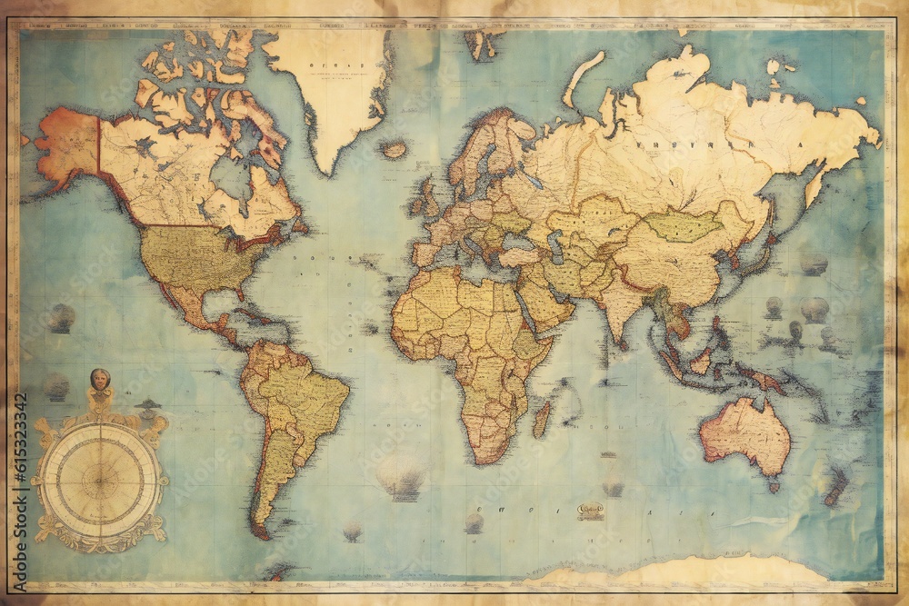 Obraz premium Vintage old earth map on white background Generative AI