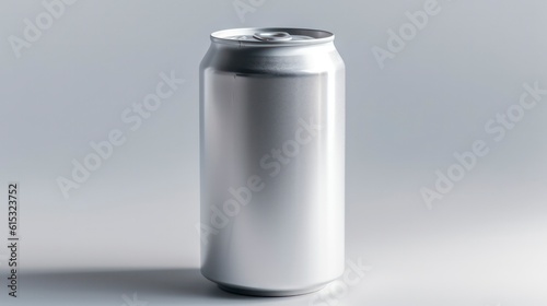 a photo of white can of soda mock up on soft colour background with copy space generative ai