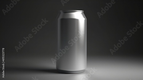 a photo of silver can of soda mock up on soft colour background with copy space generative ai