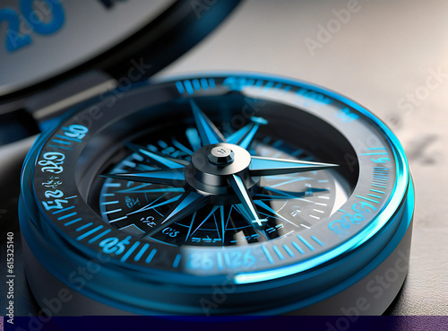 a bright blue compass pointing to the 2020 and 2021