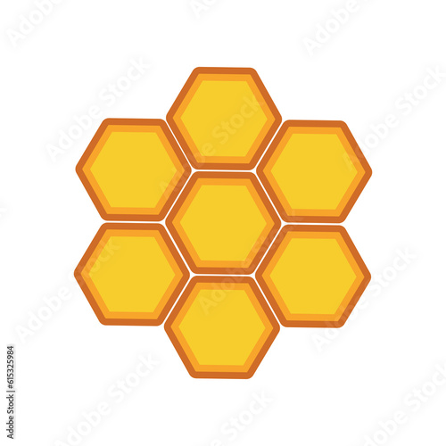 Honeycombs are arranged in the form of a hexagon. Flat vector illustration