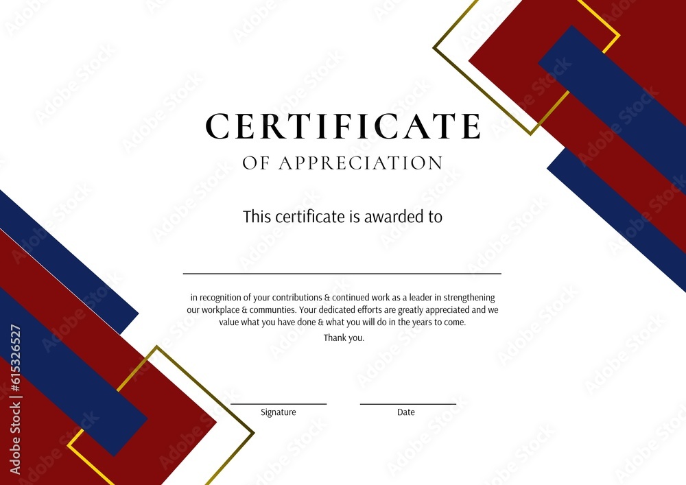 Illustration of certificate of appreciation this certificate is