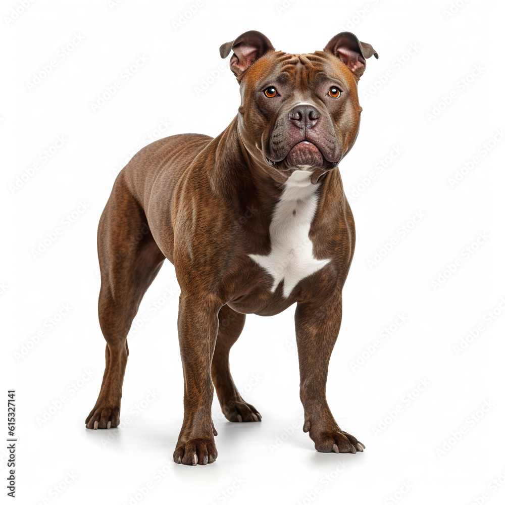 American Staffordshire Terrier dog isolated on white background, ai generative