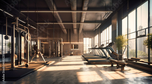 a gym with exercise machines and chairs © Nilima