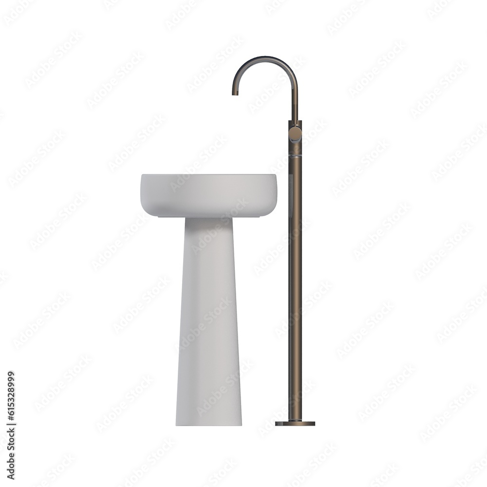 Washbasin isolated on white background, sink, 3D illustration, cg render Washbasin isolated on white background, sink, 3D illustration, cg render