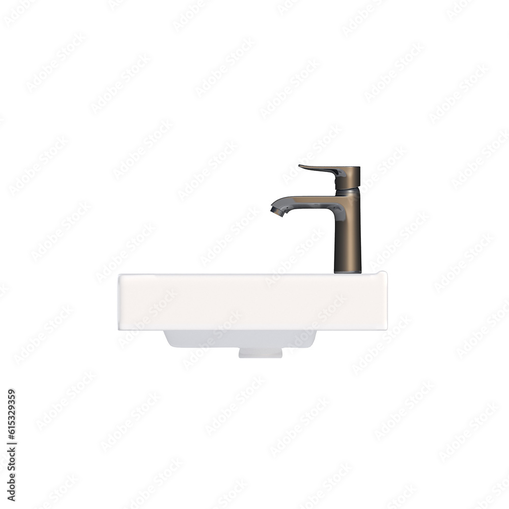 Washbasin isolated on transparent background, sink, 3D illustration, cg render
