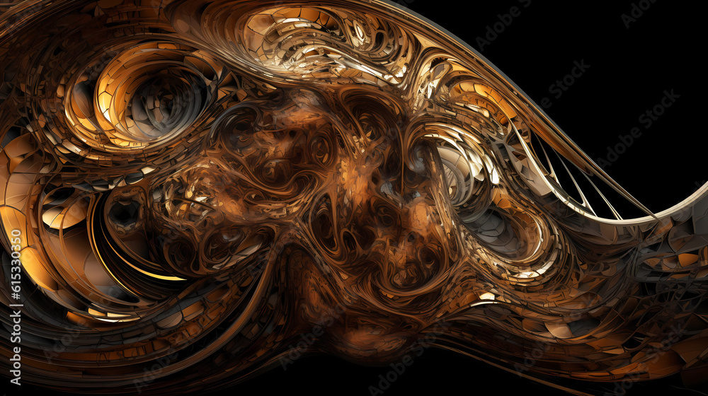 A beautiful abstraction of golden 3D distortion that creates a breathtaking image.