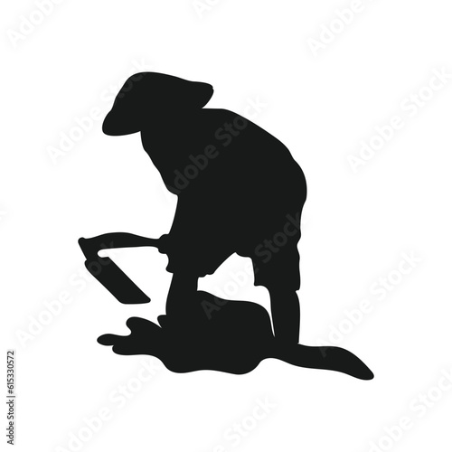 icon of a man hoeing vector