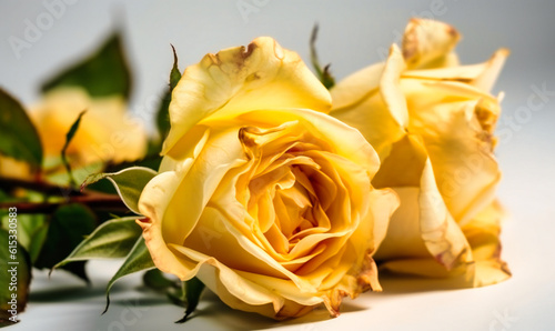 a yellow roses on a white background