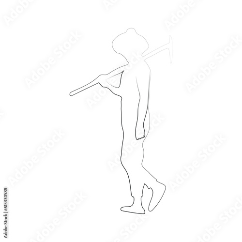 icon of a man hoeing vector