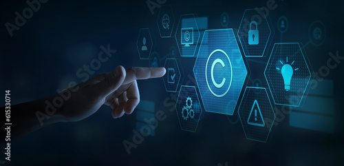 Canvastavla copyright or patent concept, intellectual property, copyright  button with icons