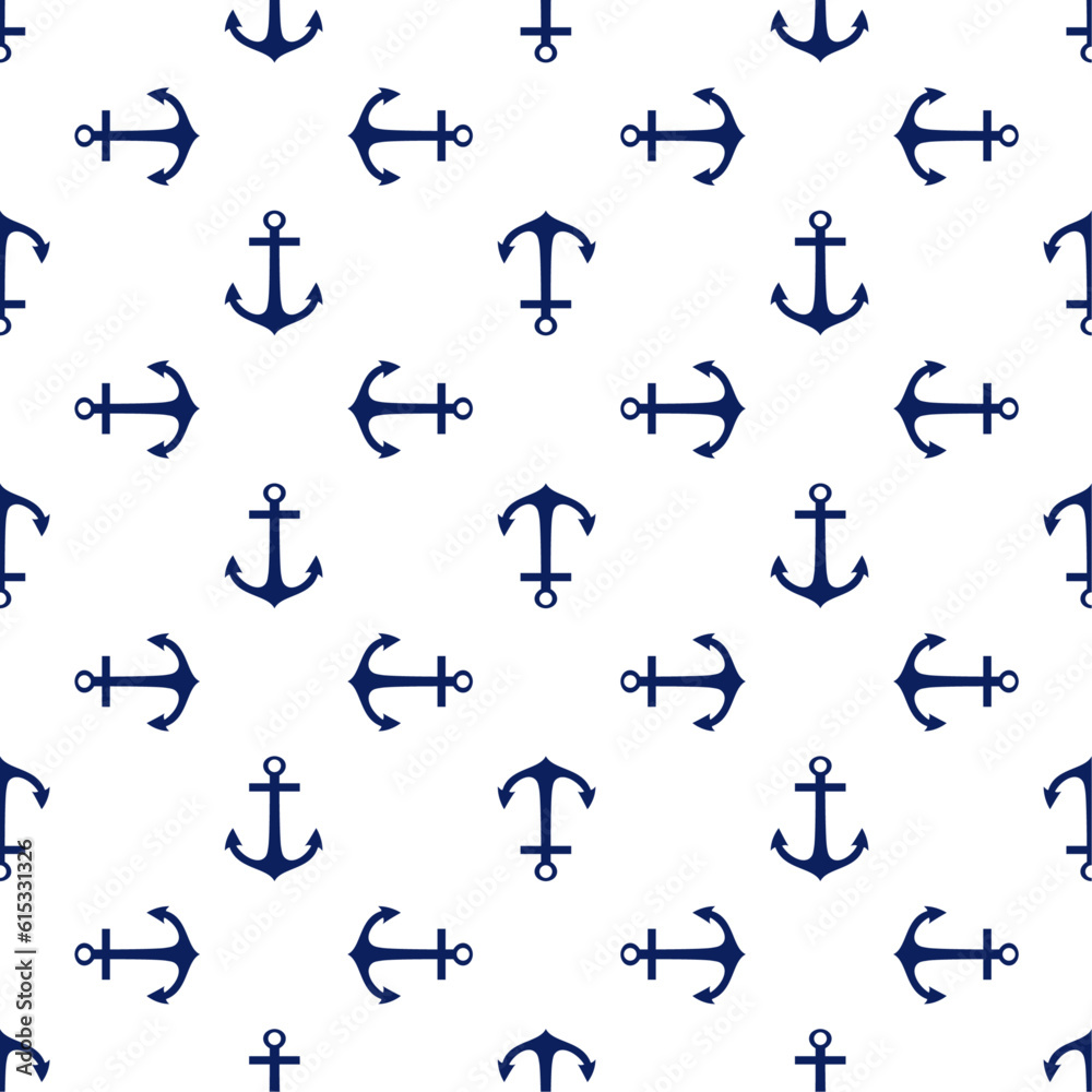 Seamless pattern with blue anchors and white background Seamless pattern with blue anchors and white background