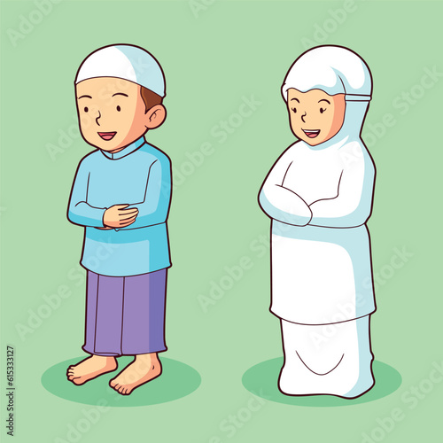 muslim boys and girls praying