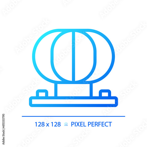 Roof vent gradient linear vector icon. Attic ventilation. Home improvement. Air exchange. Hvac system. Air raid siren. Thin line color symbol. Modern style pictogram. Vector isolated outline drawing