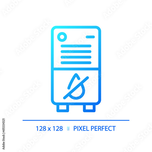 Air dehumidifier gradient linear vector icon. Portable device. Humidity control. Water removal. House appliance. Thin line color symbol. Modern style pictogram. Vector isolated outline drawing