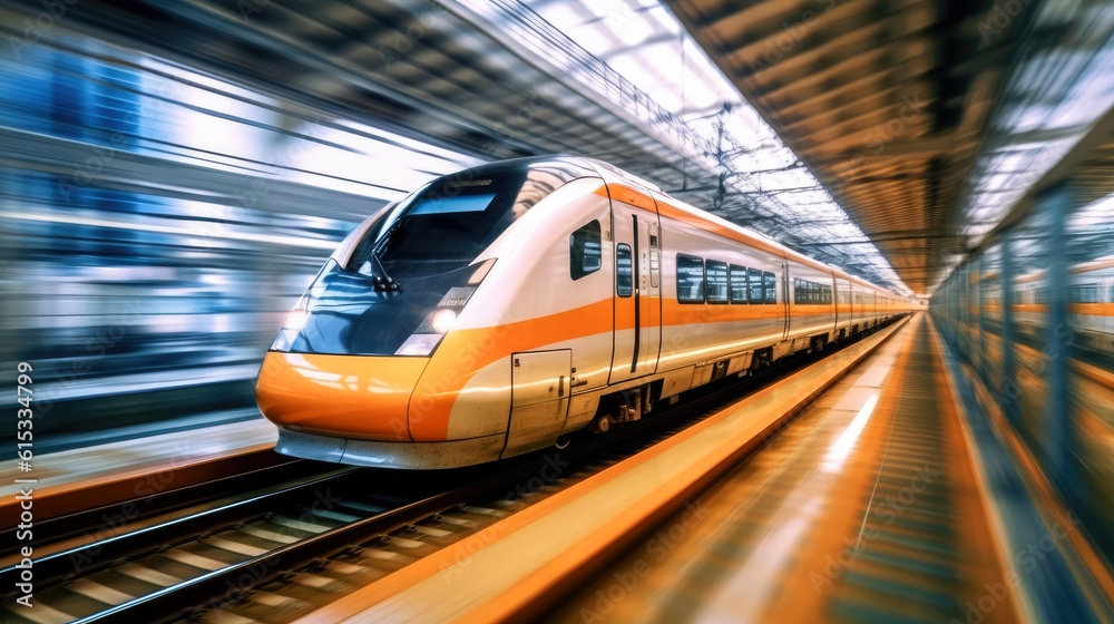 Fototapeta premium High speed train. Generative AI