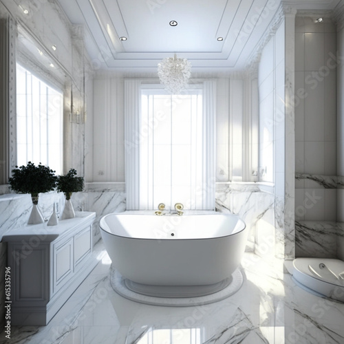 In this elegant bathroom interior still life  set the stage for a home spa relaxation concept that will transport your readers to a world of tranquility and rejuvenation