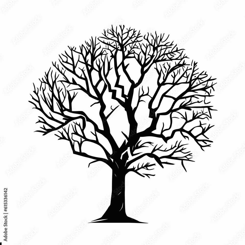 Obraz premium tree silhouette vector black and white tree silhouette