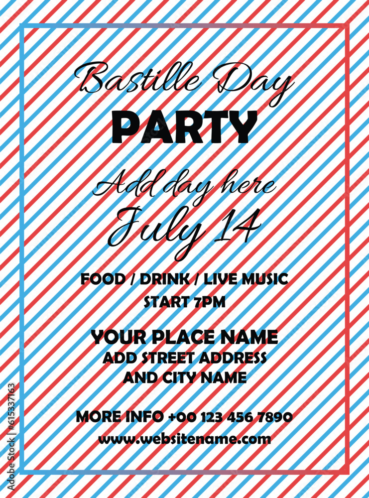 Obraz premium Bastille day celebration flyer poster or social media post design