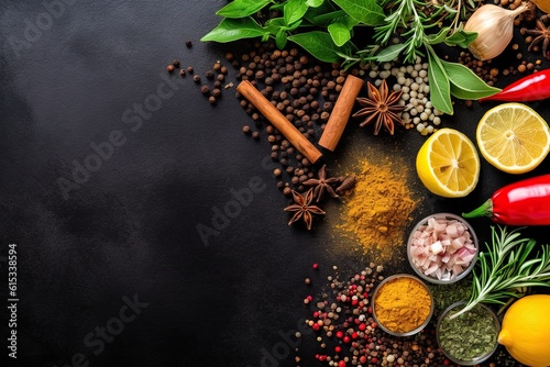 Spice and herb background food shot