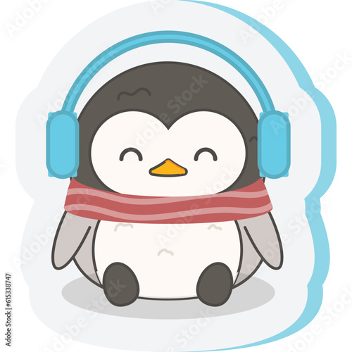 vector set of cute funny different penguins. Colorful childish vector illustration in flat style.