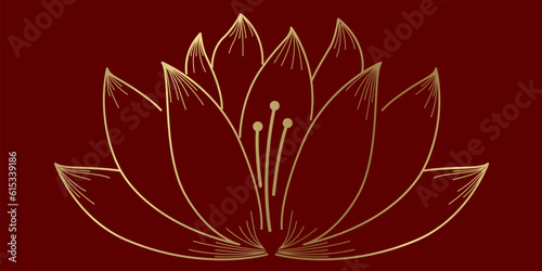 Golden lotus flower Illustration background vector