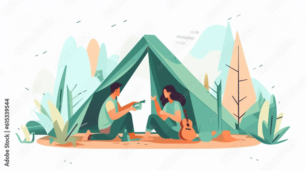 Tent UI illustration, tent camping UI illustration, outdoor tent UI illustration - obrazy, fototapety, plakaty 