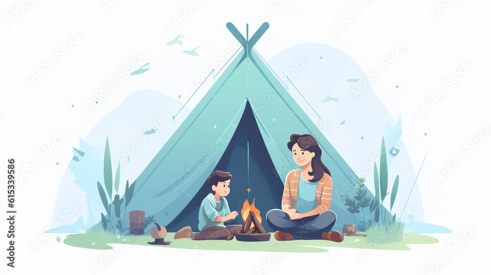 Tent UI illustration, tent camping UI illustration, outdoor tent UI illustration