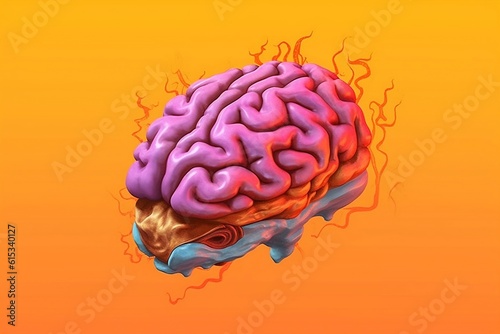 rendered illustration of human brain. 