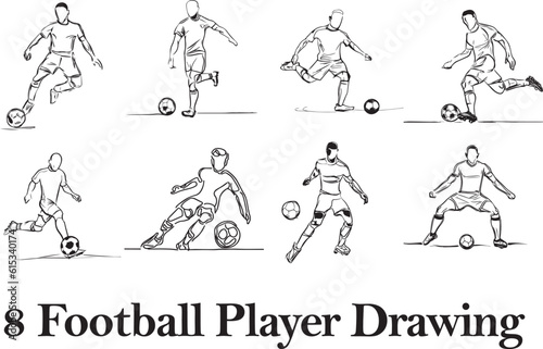 Different Type of Football Player Drawing