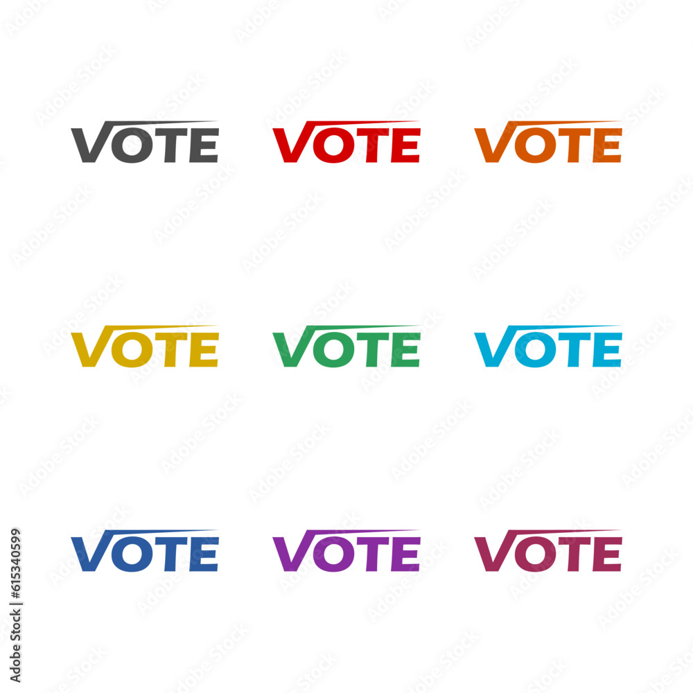 Vote logo icon isolated on white background. Set icons colorful Vote logo icon isolated on white background. Set icons colorful
