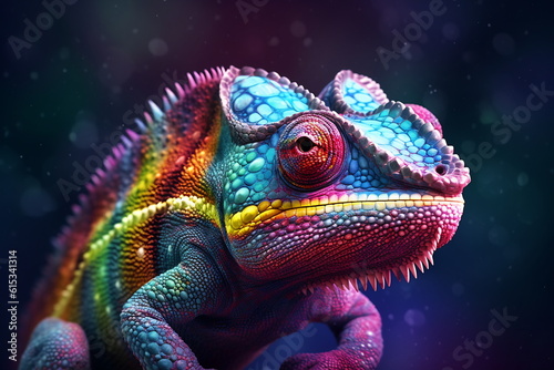 Lizard chameleon on colorful background © Canvas Alchemy