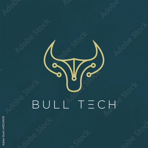Bull head logo technology logo design modern template