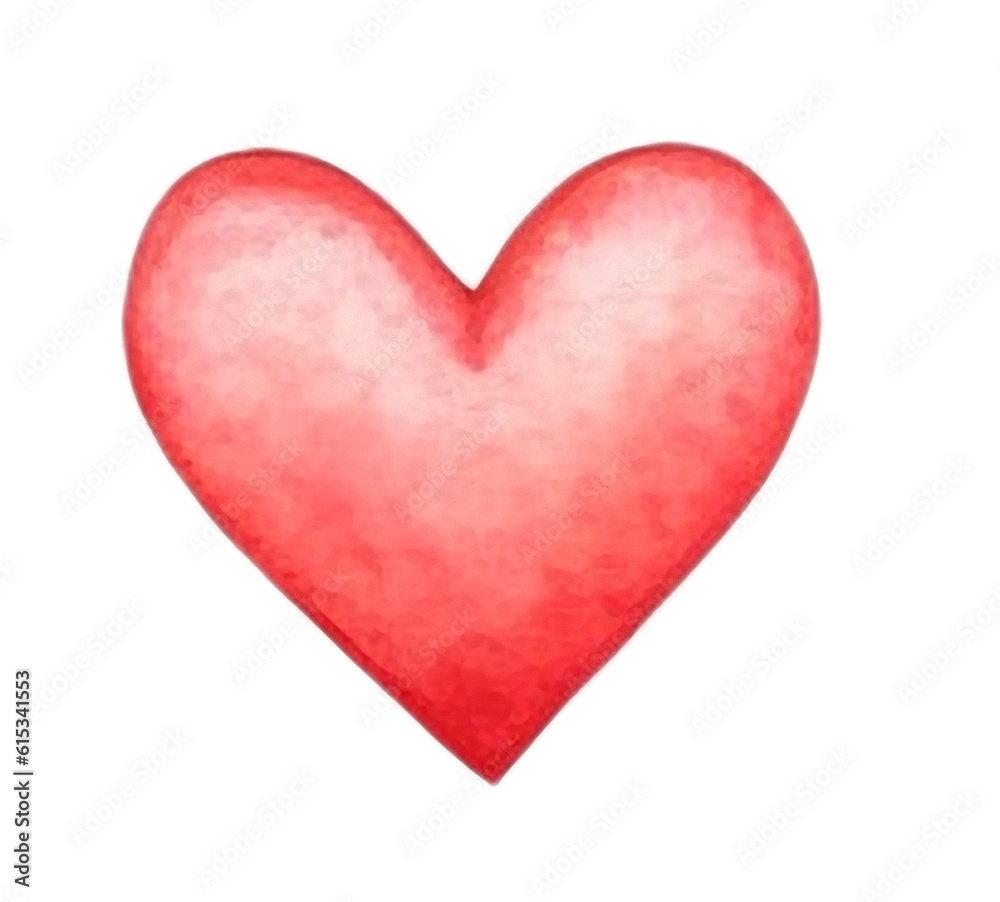 Red Heart Watercolor Clipart Created with Generative AI Tools